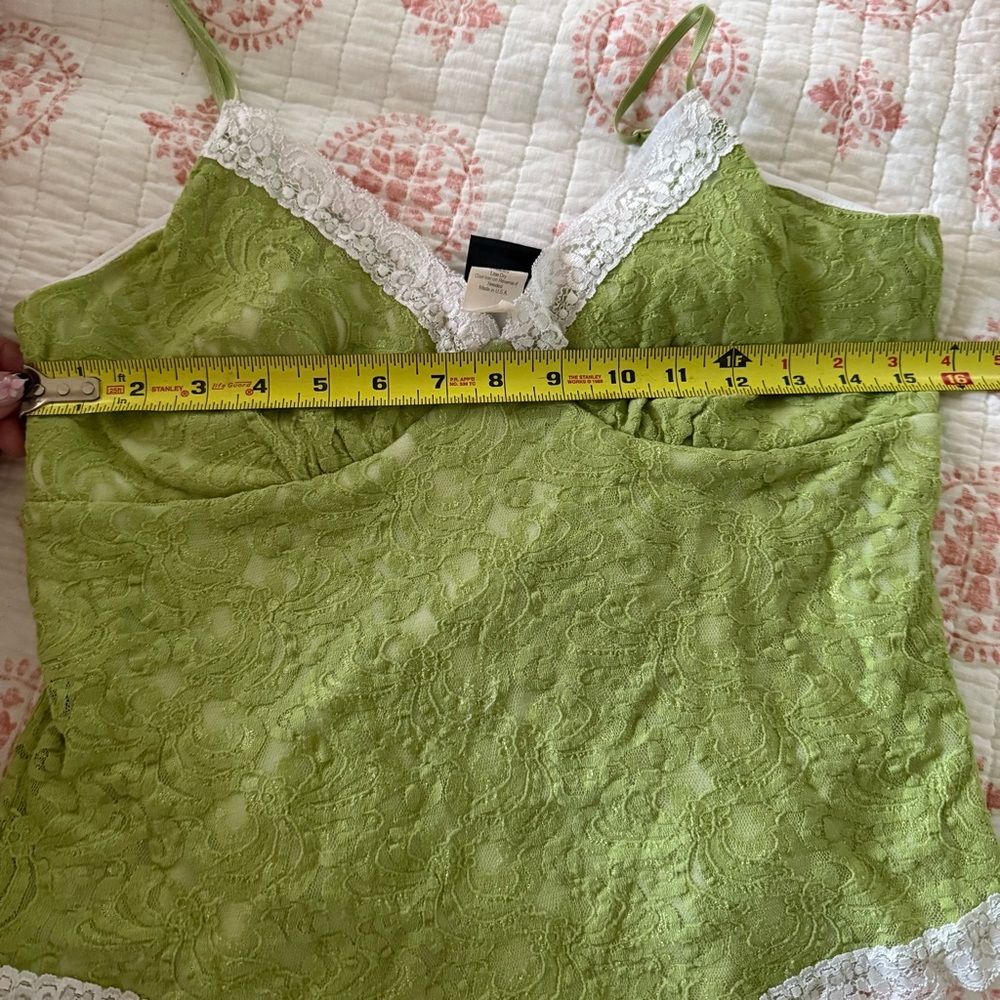 Vintage Y2K Lace Green Dainty Delicate Coquette Camisole Fairycore Tank Top - Picture 10 of 12